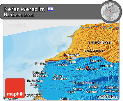 Political Panoramic Map of Kefar Weradim