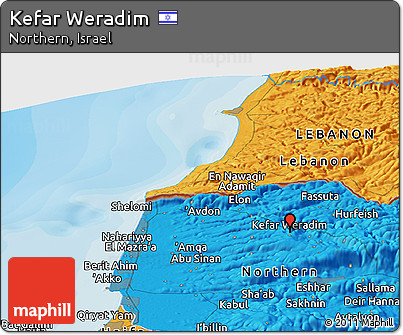 Political Panoramic Map of Kefar Weradim
