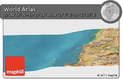 Satellite Panoramic Map of the Area around 33° 4' 42" N, 34° 55' 29" E