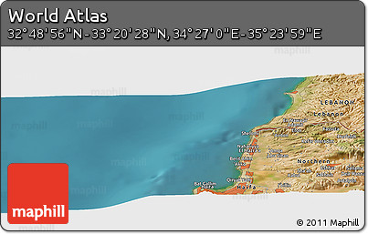 Satellite Panoramic Map of the Area around 33° 4' 42" N, 34° 55' 29" E