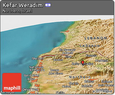 Satellite Panoramic Map of Kefar Weradim