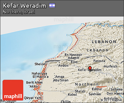 Shaded Relief Panoramic Map of Kefar Weradim