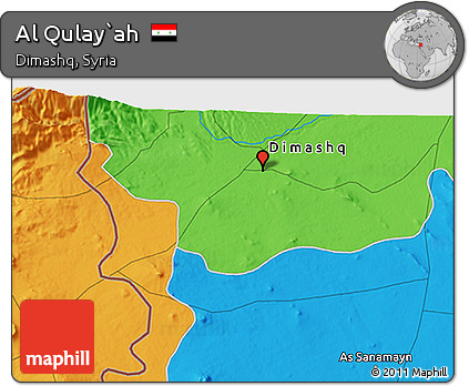 Political 3D Map of Al Qulay`ah