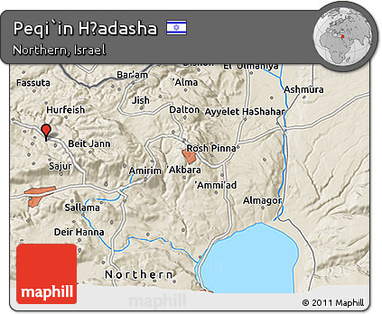 Shaded Relief 3D Map of Peqi`in H̱adasha