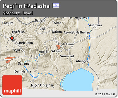Shaded Relief 3D Map of Peqi`in H̱adasha