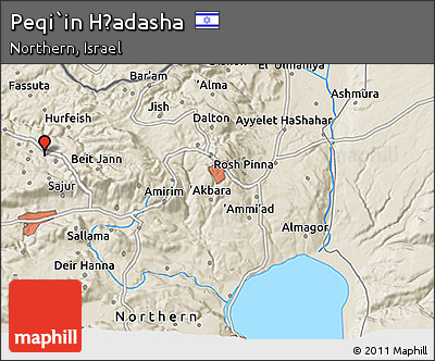 Shaded Relief 3D Map of Peqi`in H̱adasha