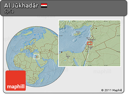 Savanna Style Location Map of Al Jūkhadār, hill shading