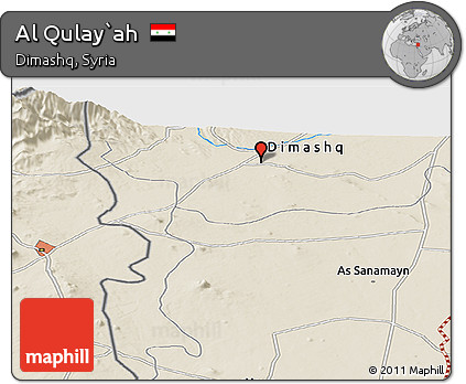 Shaded Relief Panoramic Map of Al Qulay`ah