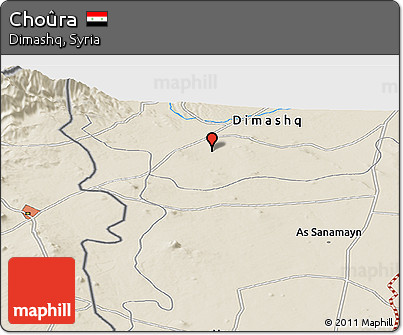 Shaded Relief Panoramic Map of Choûra