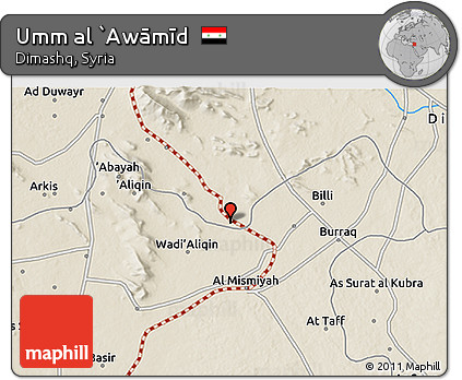 Shaded Relief 3D Map of Umm Al `Awāmīd