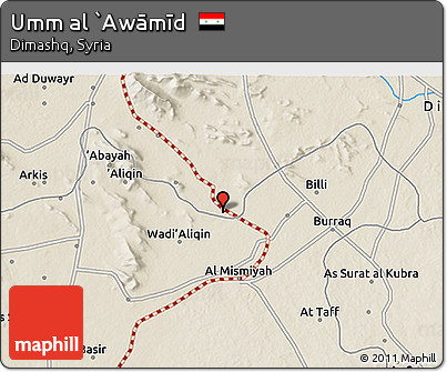 Shaded Relief 3D Map of Umm Al `Awāmīd