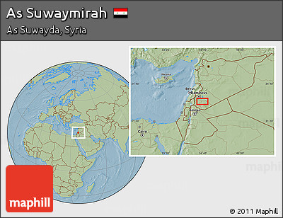 Savanna Style Location Map of As Suwaymirah, hill shading
