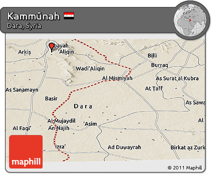 Shaded Relief Panoramic Map of Kammūnah