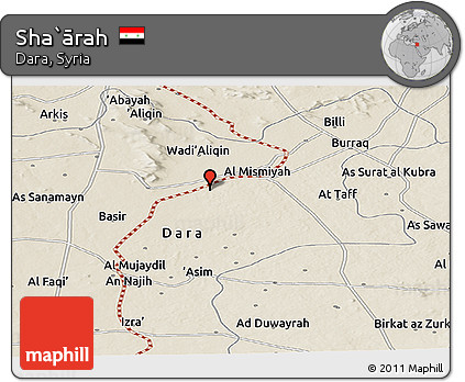 Shaded Relief Panoramic Map of Sha`ārah