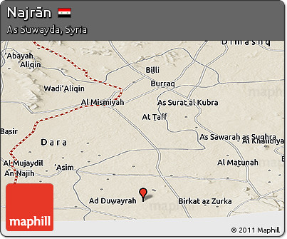 Shaded Relief Panoramic Map of Najrān