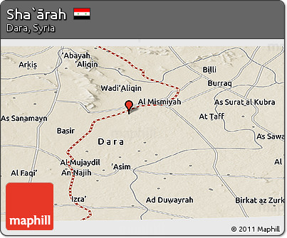 Shaded Relief Panoramic Map of Sha`ārah