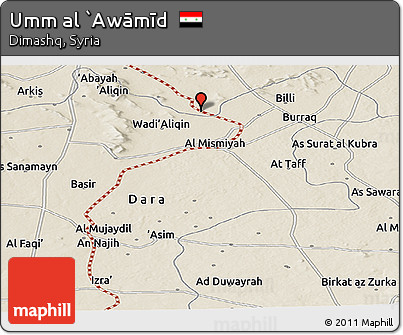 Shaded Relief Panoramic Map of Umm Al `Awāmīd