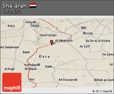 Shaded Relief Panoramic Map of Sha`ārah