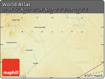 Physical Map of the Area around 33° 4' 42" N, 37° 28' 30" E