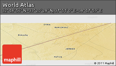 Physical Panoramic Map of the Area around 33° 4' 42" N, 38° 19' 30" E