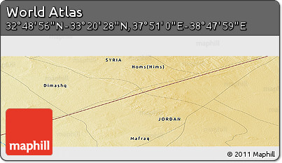 Physical Panoramic Map of the Area around 33° 4' 42" N, 38° 19' 30" E