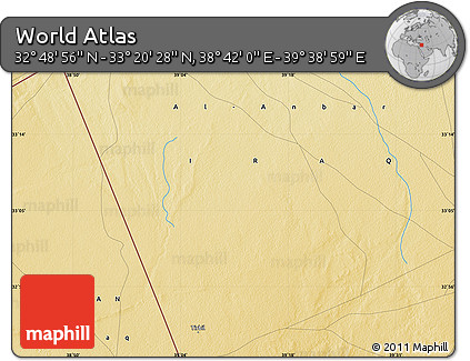 Physical Map of the Area around 33° 4' 42" N, 39° 10' 29" E