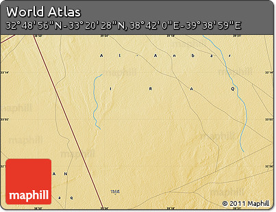 Physical Map of the Area around 33° 4' 42" N, 39° 10' 29" E