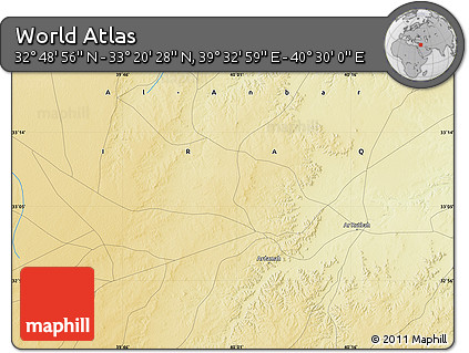 Physical Map of the Area around 33° 4' 42" N, 40° 1' 29" E