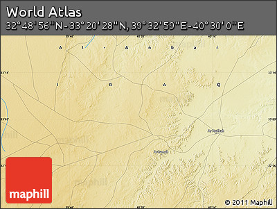 Physical Map of the Area around 33° 4' 42" N, 40° 1' 29" E