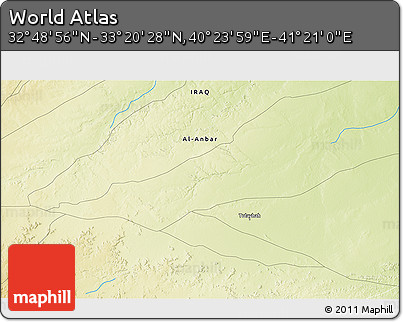 Physical 3D Map of the Area around 33° 4' 42" N, 40° 52' 30" E