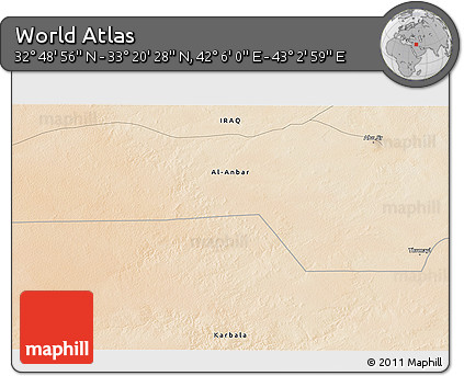 Satellite 3D Map of the Area around 33° 4' 42" N, 42° 34' 30" E