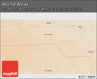 Satellite 3D Map of the Area around 33° 4' 42" N, 42° 34' 30" E