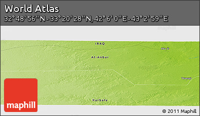 Physical Panoramic Map of the Area around 33° 4' 42" N, 42° 34' 30" E