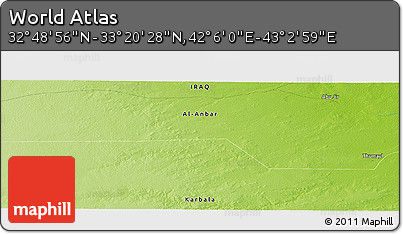 Physical Panoramic Map of the Area around 33° 4' 42" N, 42° 34' 30" E