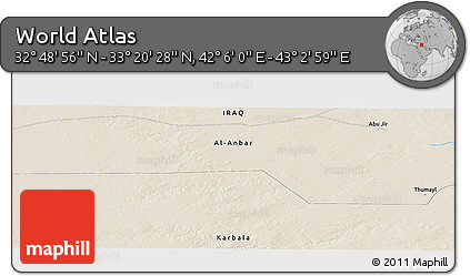 Shaded Relief Panoramic Map of the Area around 33° 4' 42" N, 42° 34' 30" E