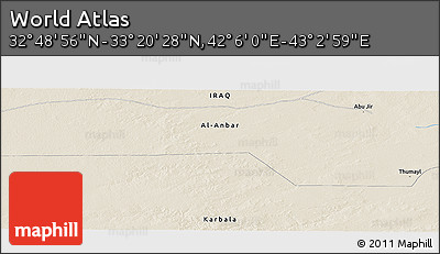 Shaded Relief Panoramic Map of the Area around 33° 4' 42" N, 42° 34' 30" E