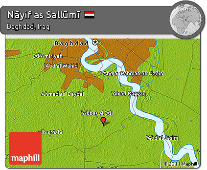 Physical 3D Map of Nāyif As Sallūmī