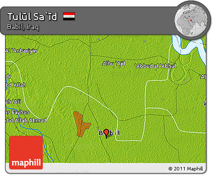 Physical 3D Map of Tulūl Sa`īd