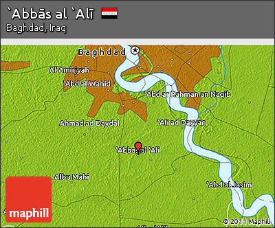 Physical 3D Map of `Abbās Al `Alī