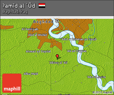 Physical 3D Map of Ḩamīd Al `Ūd