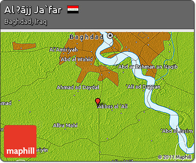 Physical 3D Map of Al Ḩājj Ja`far