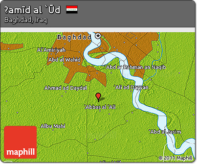 Physical 3D Map of Ḩamīd Al `Ūd