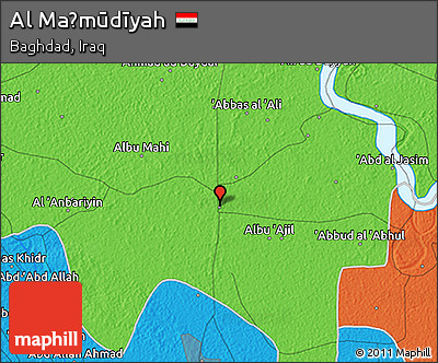 Political 3D Map of Al Maḩmūdīyah