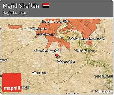 Satellite 3D Map of Majīd Sha`lān