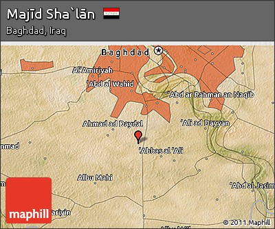 Satellite 3D Map of Majīd Sha`lān