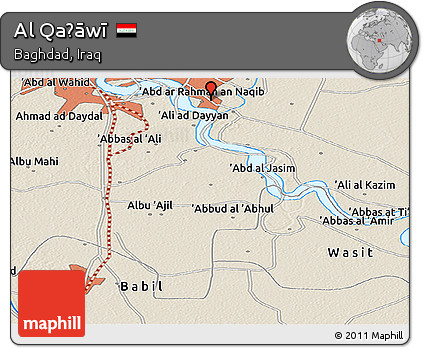 Shaded Relief Panoramic Map of Al Qaḑāwī
