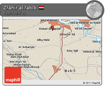 Shaded Relief Panoramic Map of Z̧āhir Al Ḩabīb