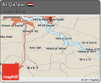 Shaded Relief Panoramic Map of Al Qaḑāwī