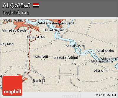 Shaded Relief Panoramic Map of Al Qaḑāwī