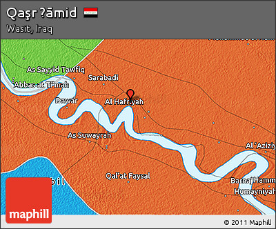 Political 3D Map of Qaşr Ḩāmid